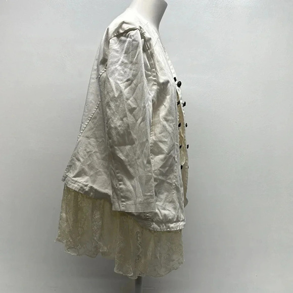 Torrid Twill Lace Peplum Button Jacket Coat Ivory Cream Plus Size 2X - Picture 4 of 11